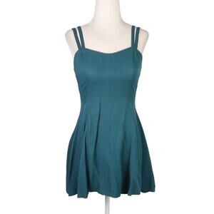 Vintage 90s Jay Jacobs dark green twirl mini dress 6